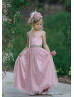 Dusty Rose Lace Tulle Floor Length Flower Girl Dress Dusty Rose Lace Tulle Floor Length Flower Girl Dress